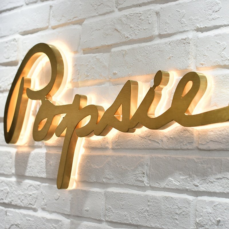 2023 New arrival rose gold channel letters sign LED soild acrylic back lit boards outdoor illuminated alphabet 3D business logo