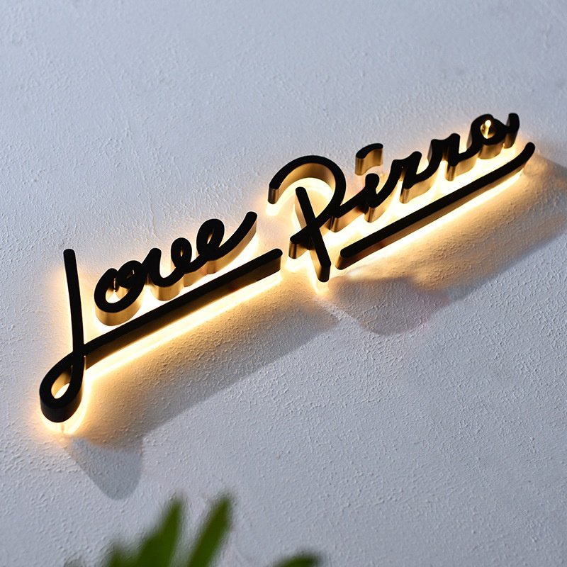 2023 New arrival rose gold channel letters sign LED soild acrylic back lit boards outdoor illuminated alphabet 3D business logo