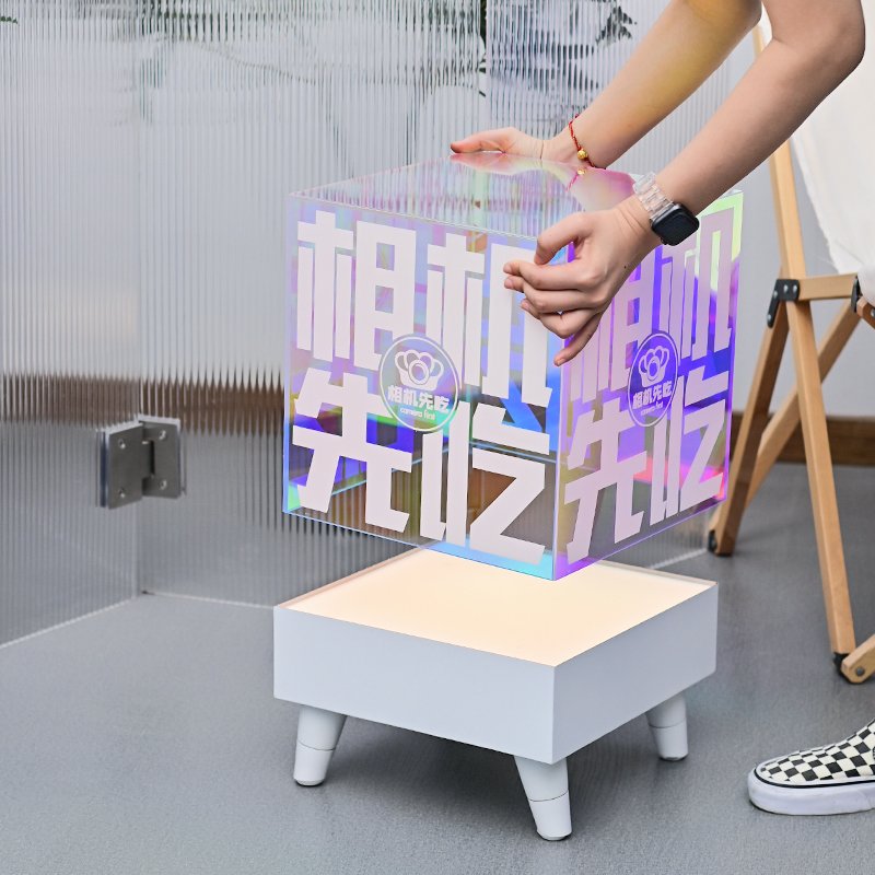 Acrylic floor light box customized vertical movable charging luminous display case