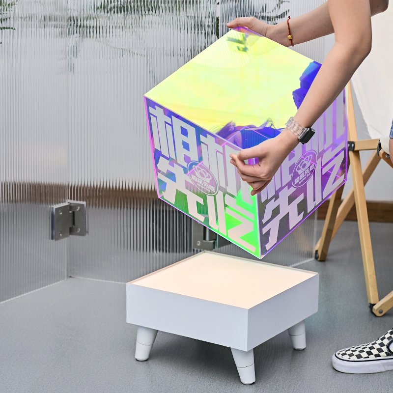 Acrylic floor light box customized vertical movable charging luminous display case