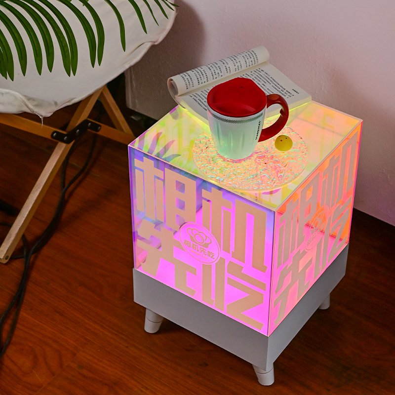 Acrylic floor light box customized vertical movable charging luminous display case