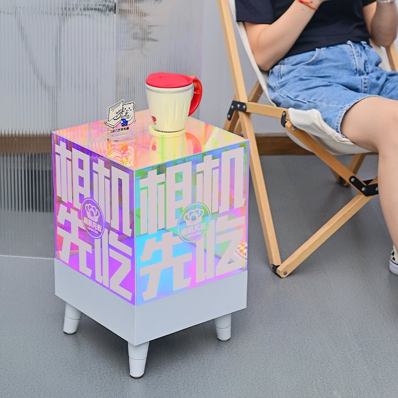 Acrylic floor light box customized vertical movable charging luminous display case