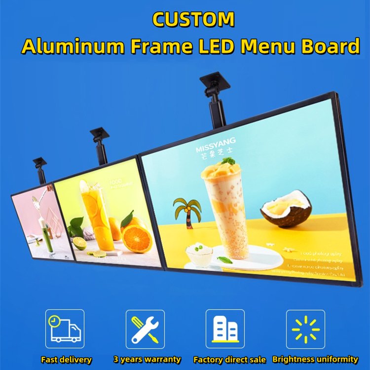 Custom lcd digital menu board led fast food restaur black light menu board slate menu board Advertising Sign
