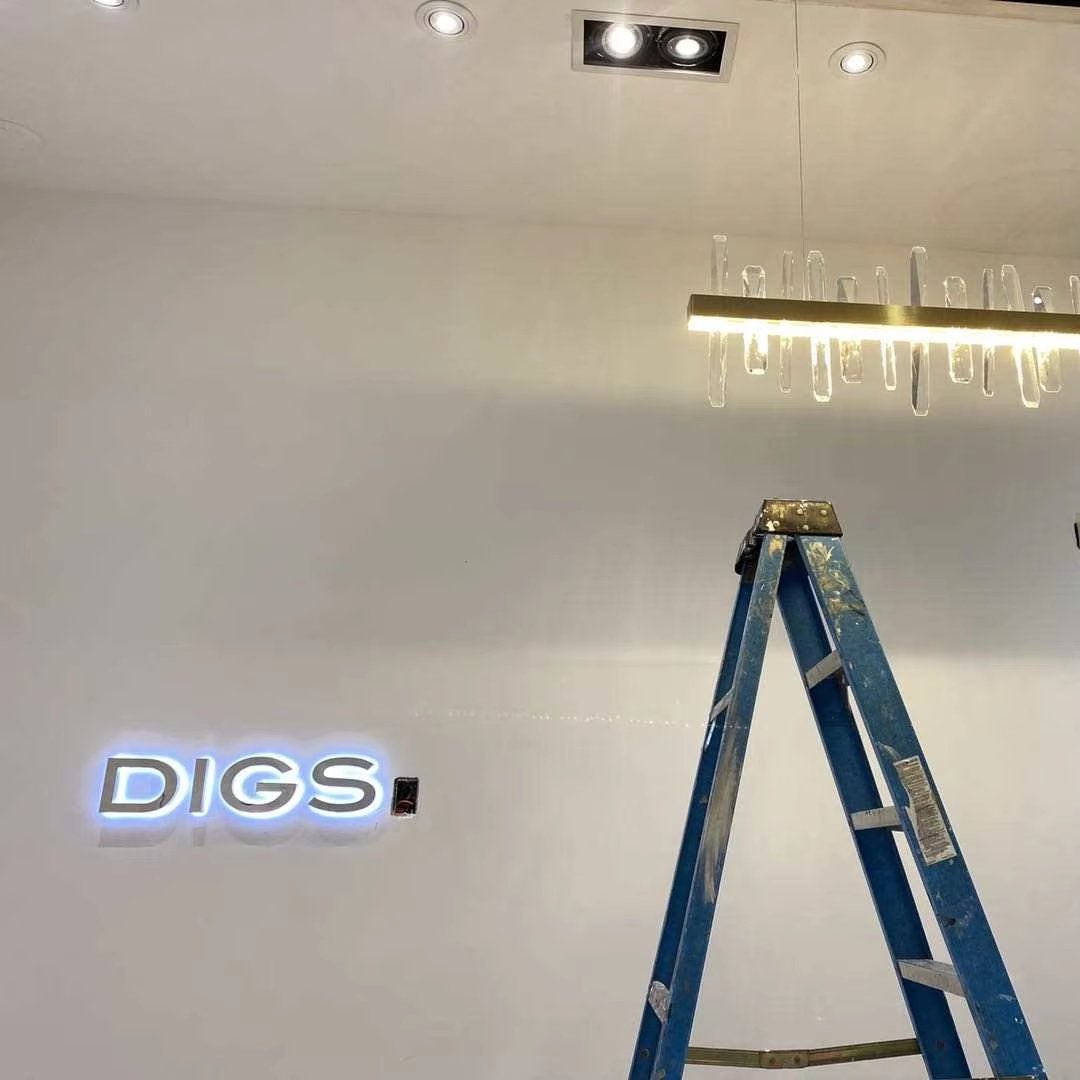 Mirror brush Golden stainless steel Acrylic Led Letter Backlit Sign Wall led light 3d custom led sign for business shopfront