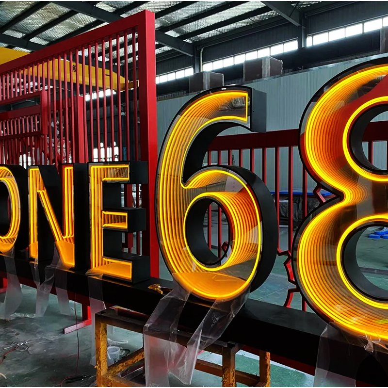 Customized outdoor light box Infinity Mirror extended effect Letter Signs advertising boards led infinity mirror sign for store