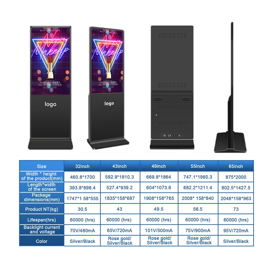 Guangdong Factory ODM OEM 50 Inch Digital Signage Advertising Floor-standing Board Android Kiosk Digital Signage Totem Screen