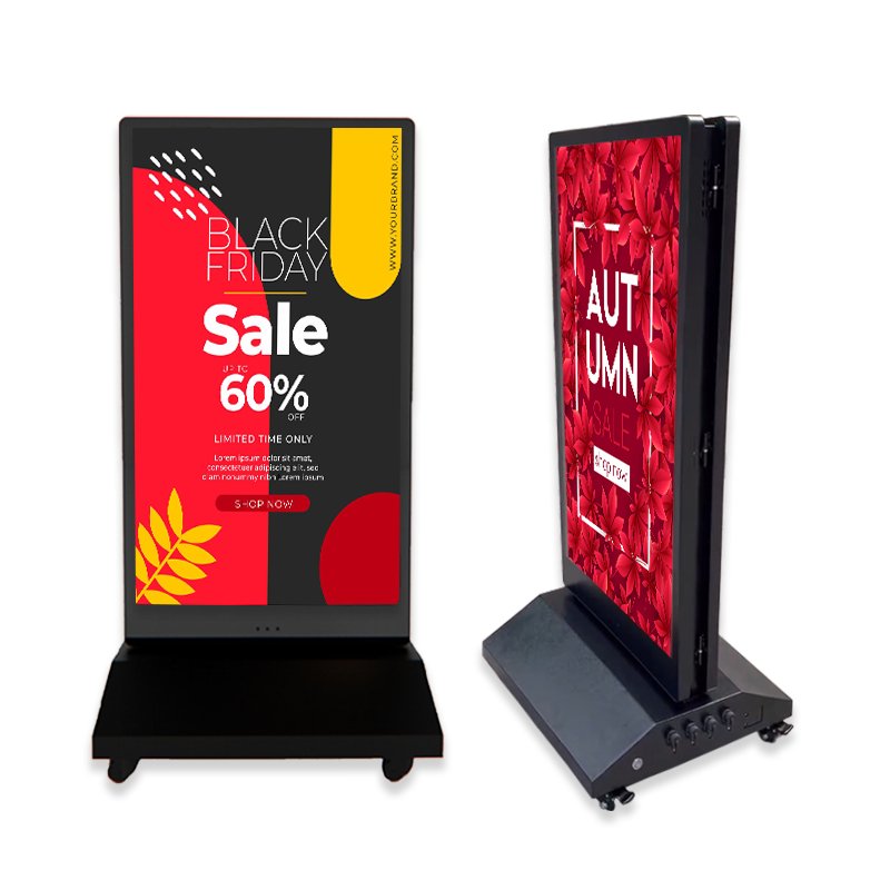 Waterproof 43 inch Outdoor Dual-sided Advertising Player Recharge Portable Digital Signage and Display Mobile Video Boards