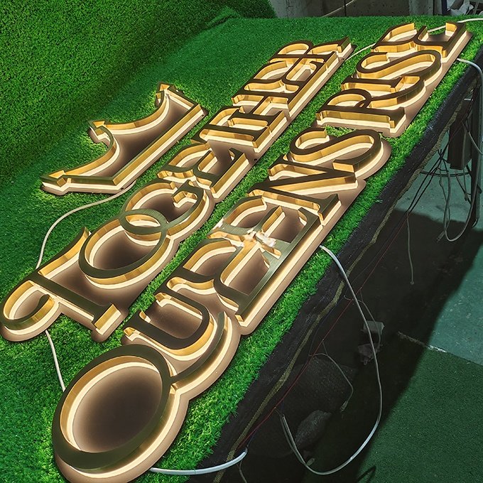 stainless steel backlit logo metal LED letter signs outdoor 3d logo signs led illuminated signboard custom led sign for business