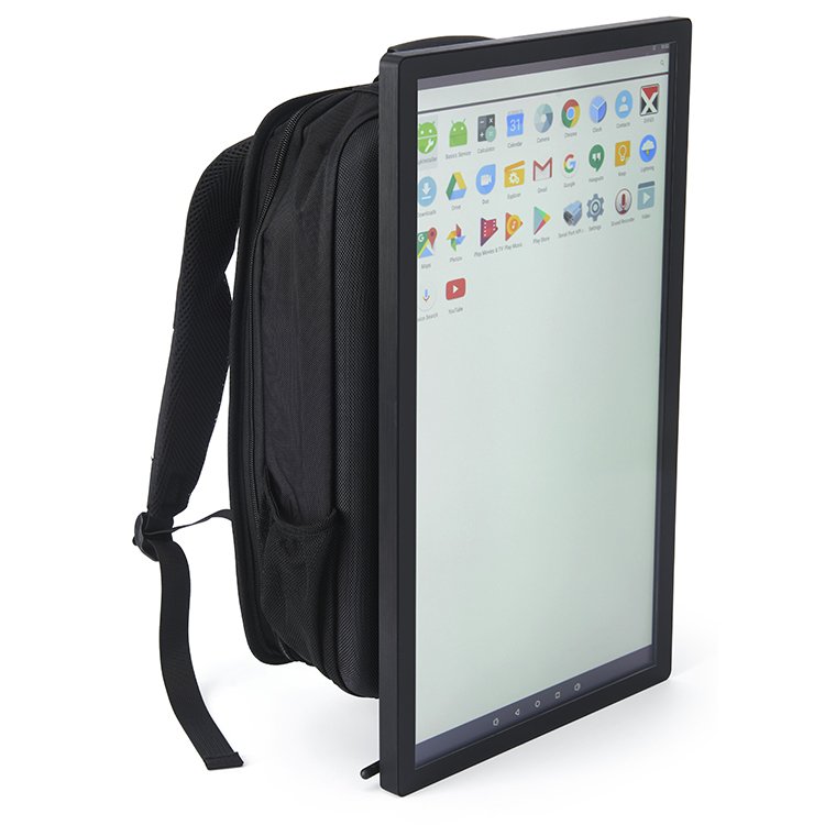 Robots With Advertising Screen Cms White Display Signs On Screens Touch Board Smart Outdoor 85 Inch Thin Video For Wheels