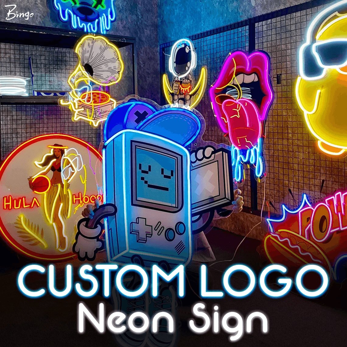 Personalized custom made restaurant cafe bar shop uv and led anime neon light up signs board letter logo for bedroom
