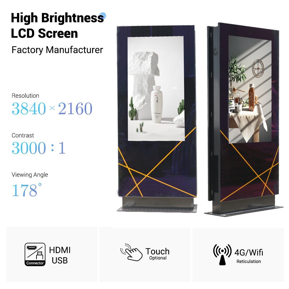 49 55 Inch Outdoor LCD Advertising Display Industrial 3D Player Capacitive Touch Screen Totem Board Monitor Digital Signage