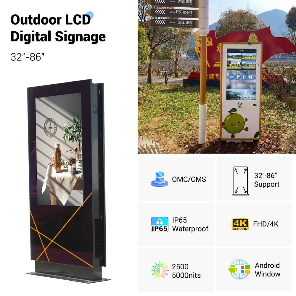 49 55 Inch Outdoor LCD Advertising Display Industrial 3D Player Capacitive Touch Screen Totem Board Monitor Digital Signage