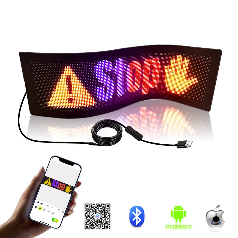 Outdoor Portable Advertising Screen Flexible Scrolling LED Matrix Panel Lighted Up Running Custom Words Slogan Party LED Screen