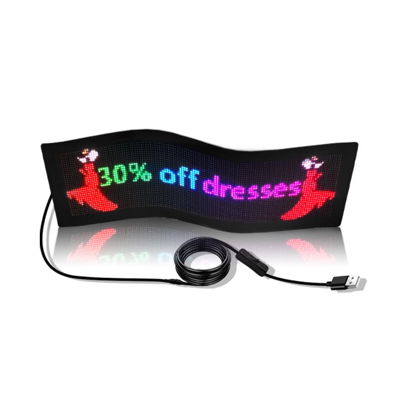 Outdoor Portable Advertising Screen Flexible Scrolling LED Matrix Panel Lighted Up Running Custom Words Slogan Party LED Screen