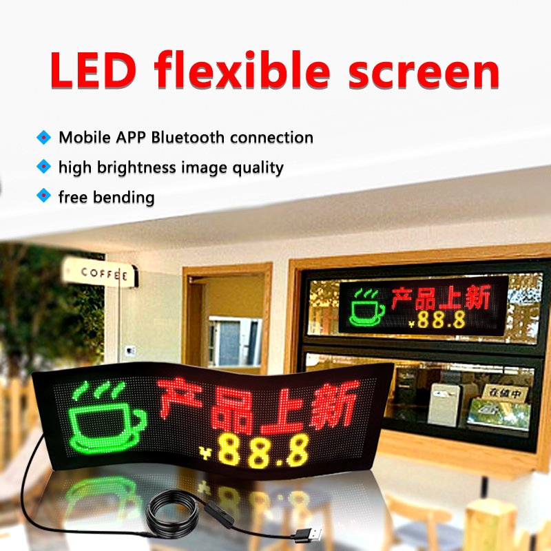Outdoor Portable Advertising Screen Flexible Scrolling LED Matrix Panel Lighted Up Running Custom Words Slogan Party LED Screen