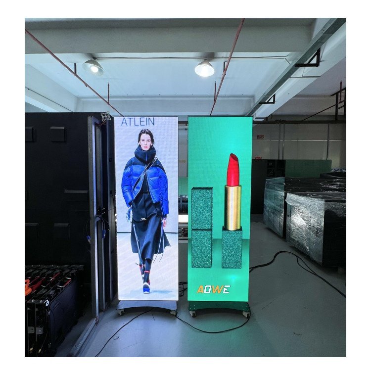 AOWE New die casting design poster P1.5 P1.8 P2 P2.5 P3 WIFI 4G multiple screens control Led poster for clothing shop
