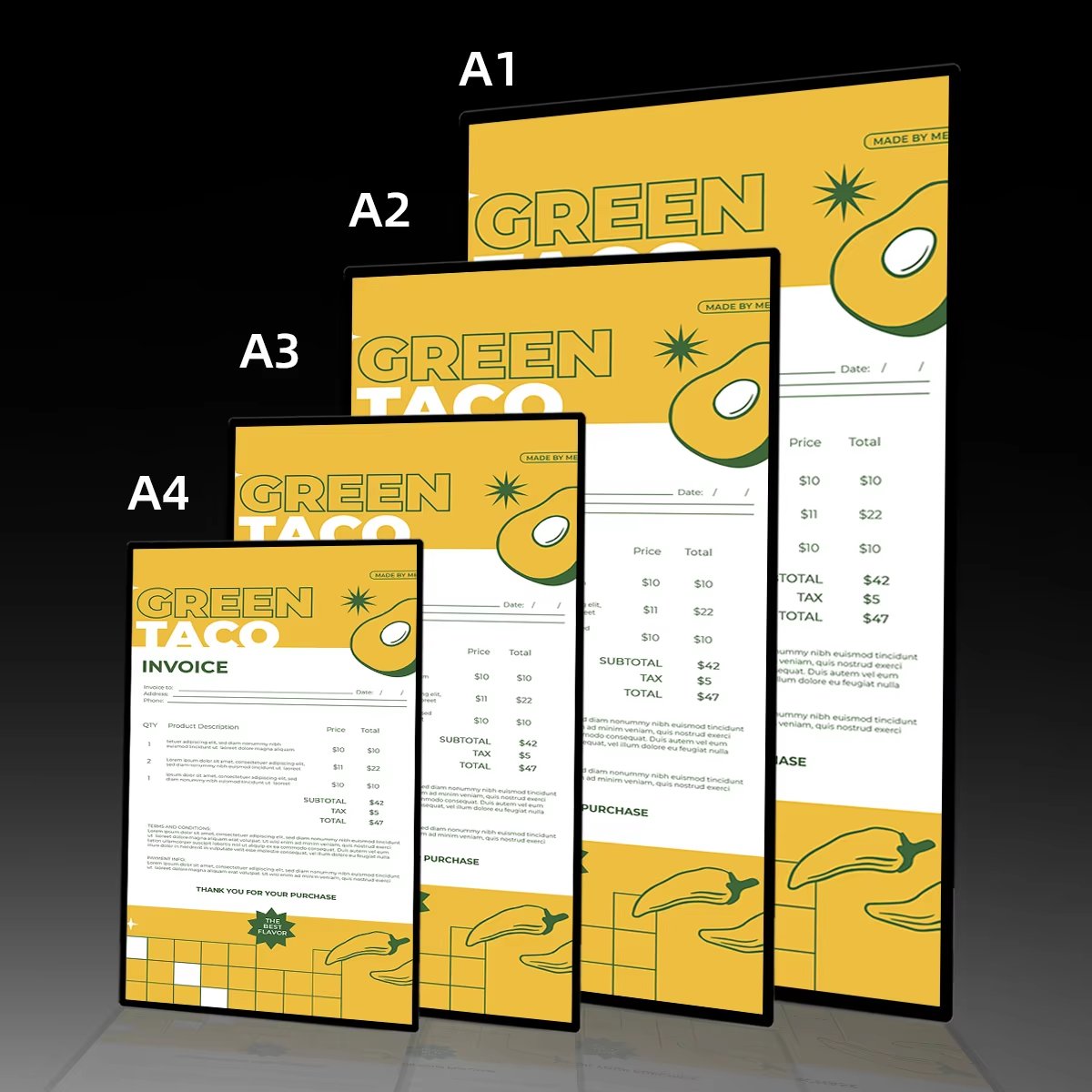 A1/A2/A3/A4 Ultra-Thin Led Advertising displayer Light Box Aluminum Slim Snap Frame Menu Board Light Box