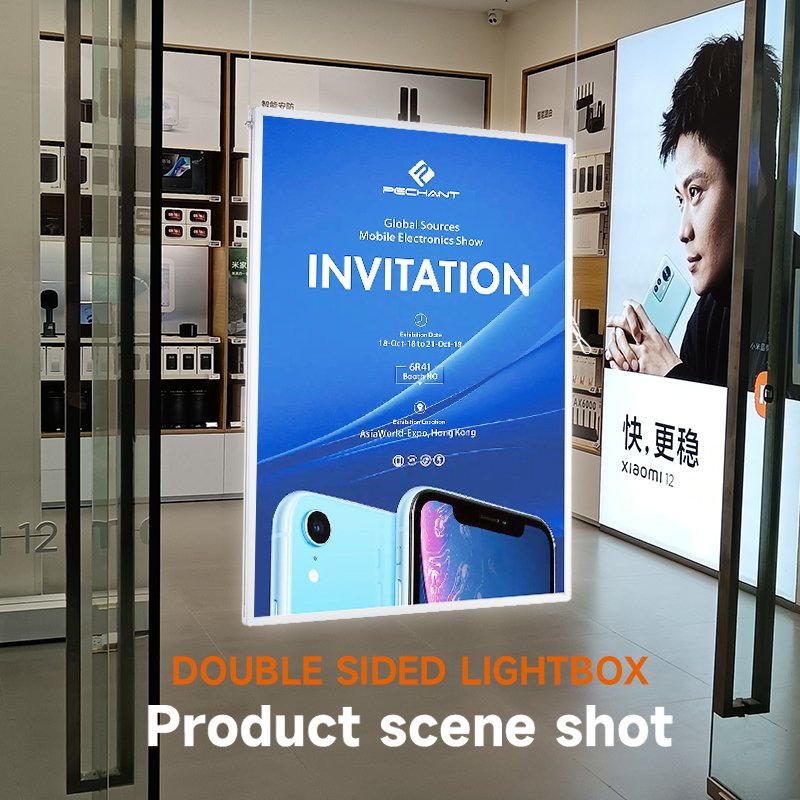 Wholesale hanging pull-out double-sided illuminated light box billboards, supermarkets, shopping malls