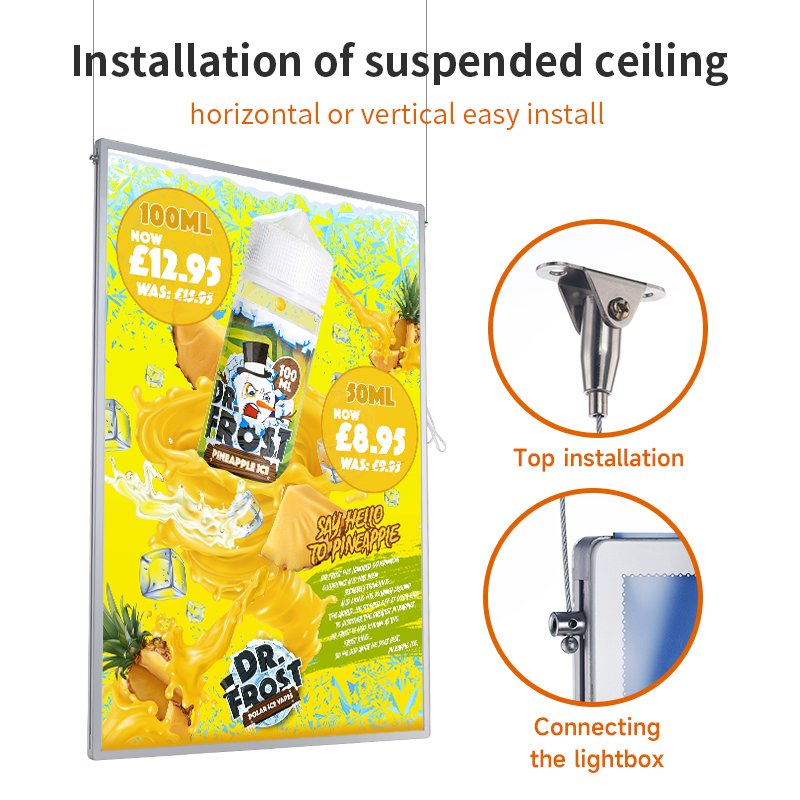 Wholesale hanging pull-out double-sided illuminated light box billboards, supermarkets, shopping malls