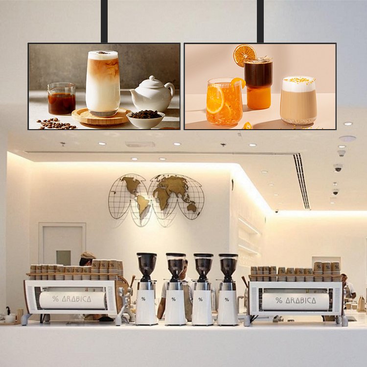 HUSHIDA Wall Mount Thru Digital Menu Board Pizza Digital Board Display Screen Restaurant LCD Panel Menu Board