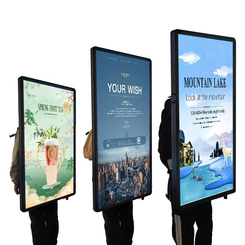 High quality LED backpack light box with battery portable walking billboard