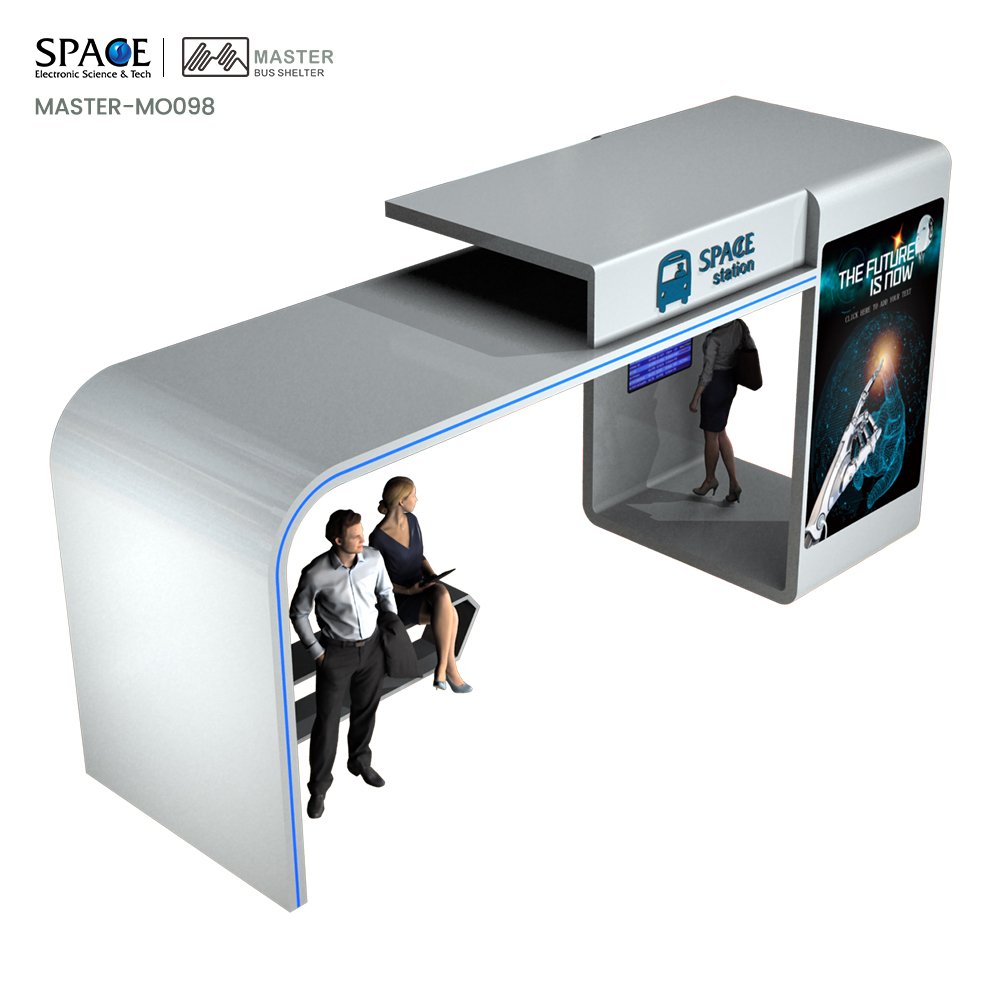 Outdoor Street Public Advertising Equipment Creative Bus Stop Bus Shelter with LED advertising board
