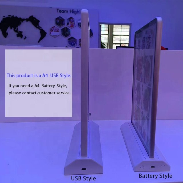 Custom A4 Usb Charge Double Sided Advertising Sign Board Led Light Display Ultra Thin Led Menu Light Box