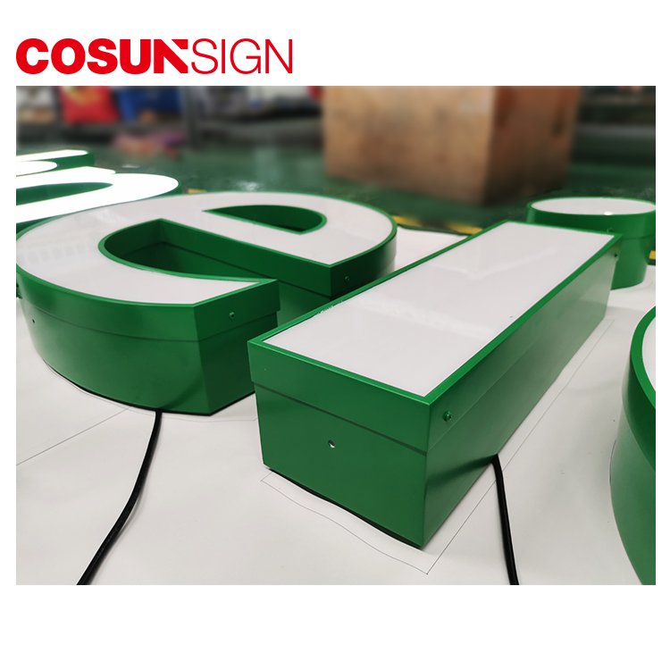 Cosun Restaurant Building Design Glow Led Light Letter Custom Logo Advertising Acrylic 3D Led Outdoor Sign Board For Shop
