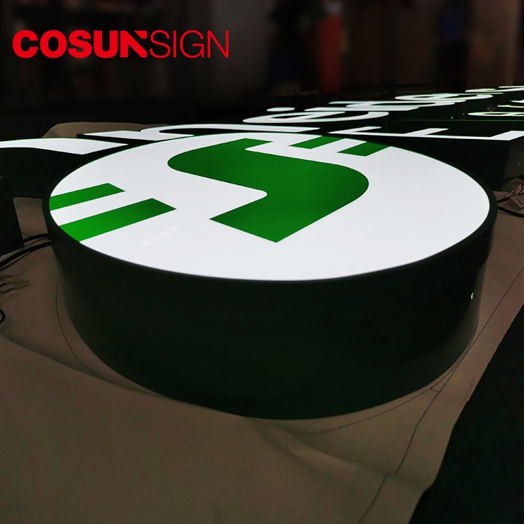 Cosun Restaurant Building Design Glow Led Light Letter Custom Logo Advertising Acrylic 3D Led Outdoor Sign Board For Shop