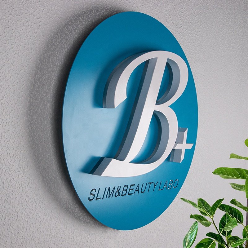 Kexian Customized Modern Wall Mounted Storefront Logo Metal Board Signage Business Name Sign with Led Light