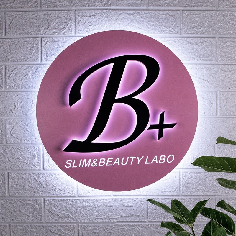 Kexian Customized Modern Wall Mounted Storefront Logo Metal Board Signage Business Name Sign with Led Light
