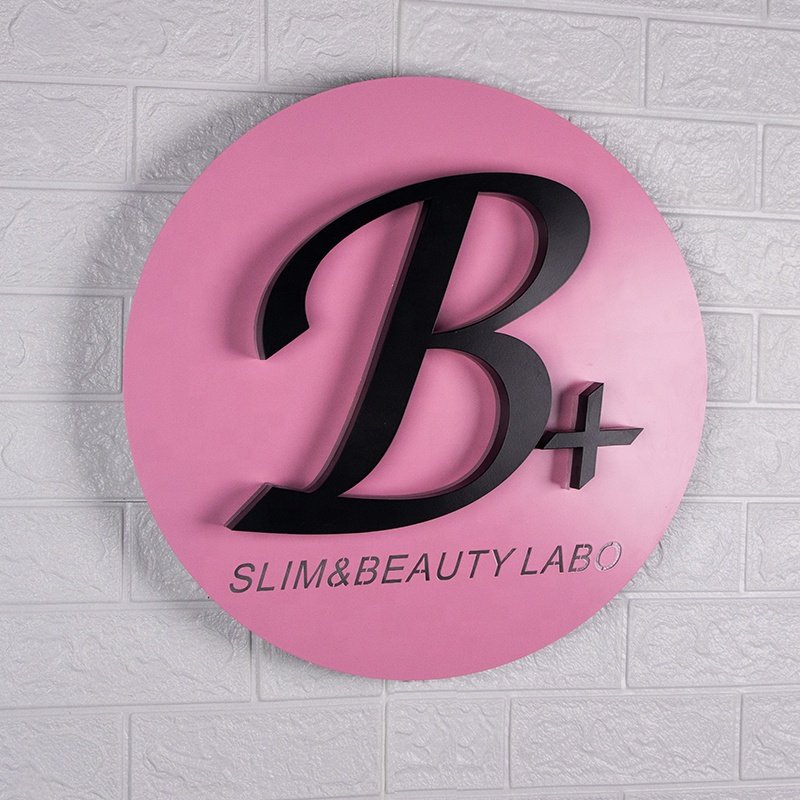 Kexian Customized Modern Wall Mounted Storefront Logo Metal Board Signage Business Name Sign with Led Light