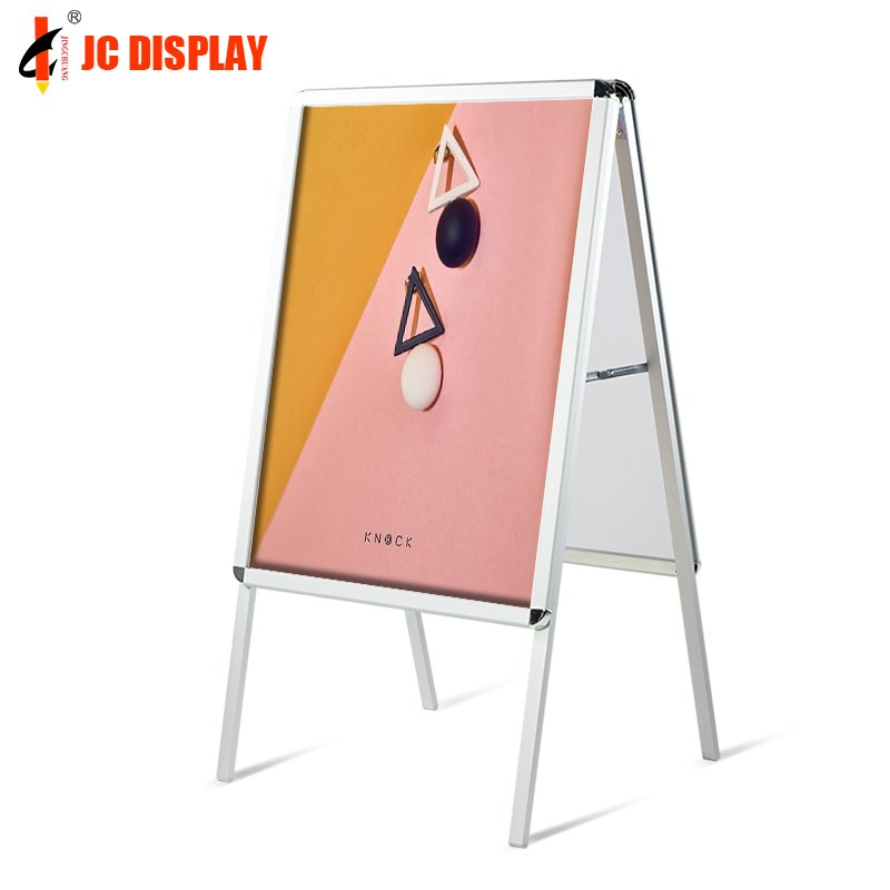 Simple Sturdy Portable Folding Swing Sidewalk Pavement Sign Poster Display Stand with Double Sided Display Boards