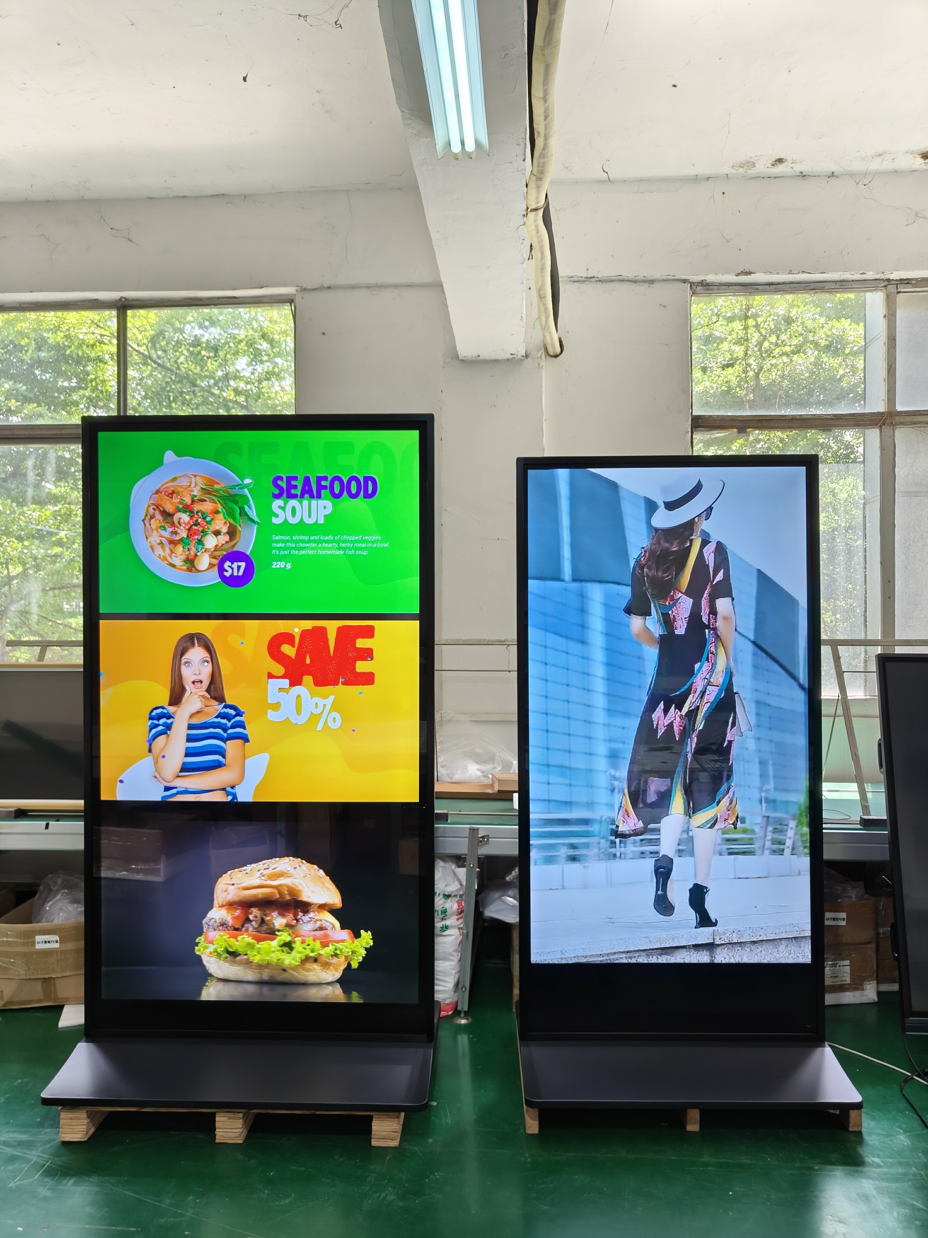 VETO LCD Indoor Floor Stand Full Screen Digital Signage Display 4K Floor Standing Advertising Boards Kiosk