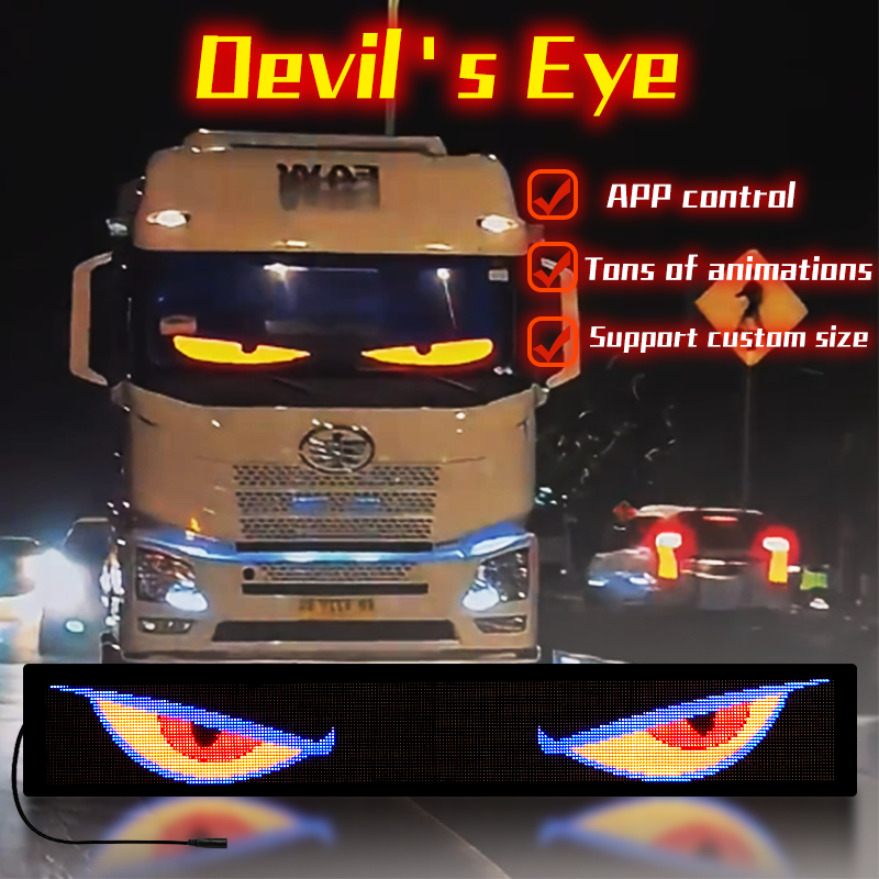 Truck Window Eyes LED Board Glowing Scrolling Blinking Eyes Messages Programmable Flexible LED Screen 24V Devil's Eye LED Panel
