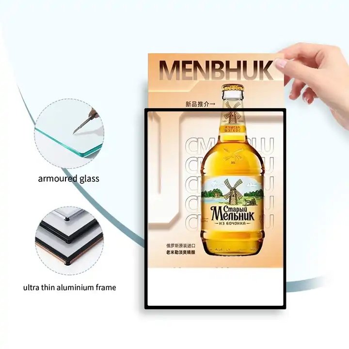 LED snap frame advertise light box, restaurant advertising wall mount menu board,slim light box, frame led light box sign