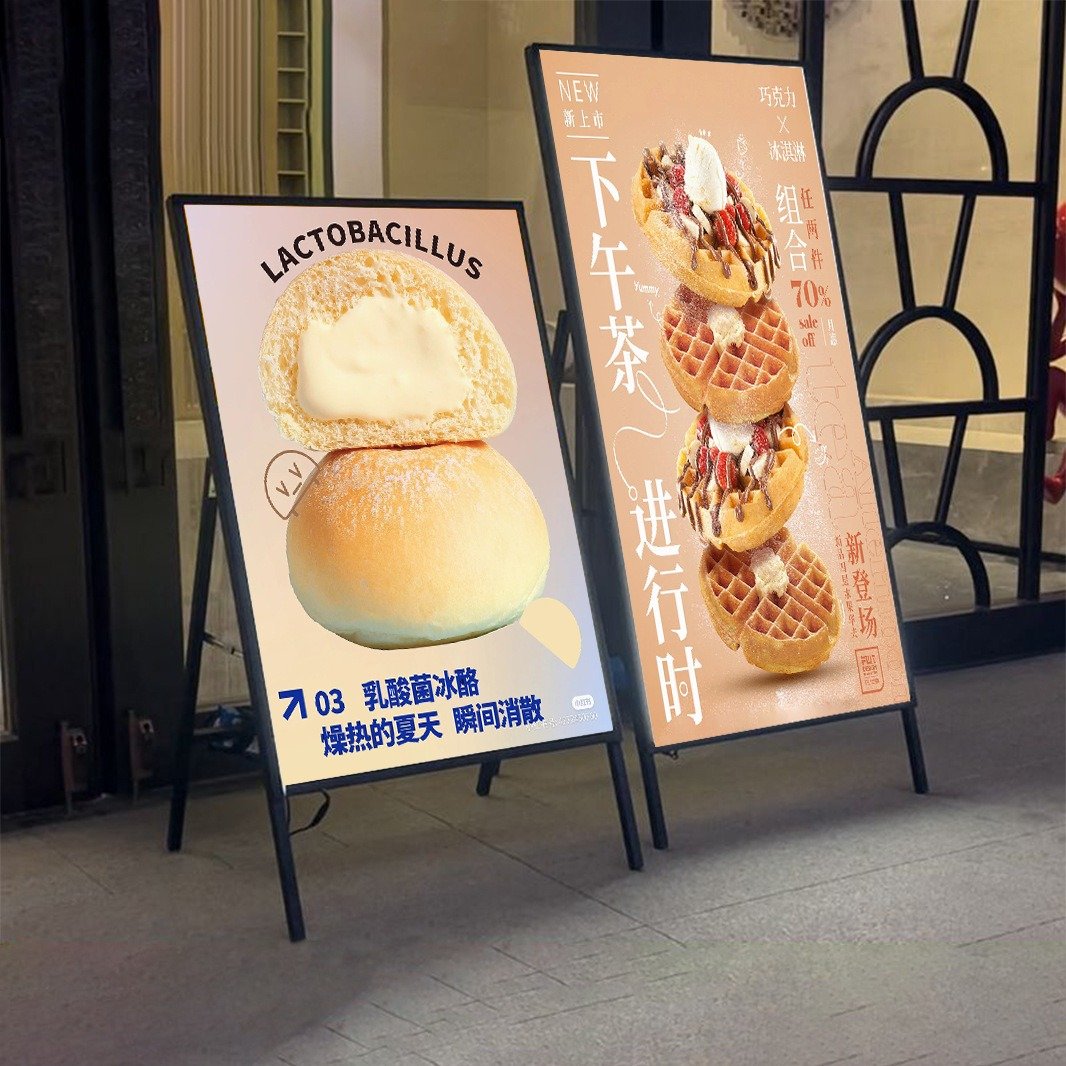 Shopping Mall Floor Illuminated Advertising Stand Adjustable Board Sign Frame Poster Stand Indoor And Outdoor light box
