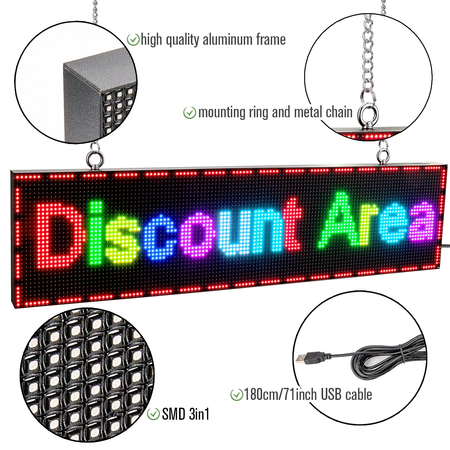 P4 52CM Led Display Advertising Board RGB WiFi Programmable Scrolling Message Luminous Board LED Sign Screen Multi-Language