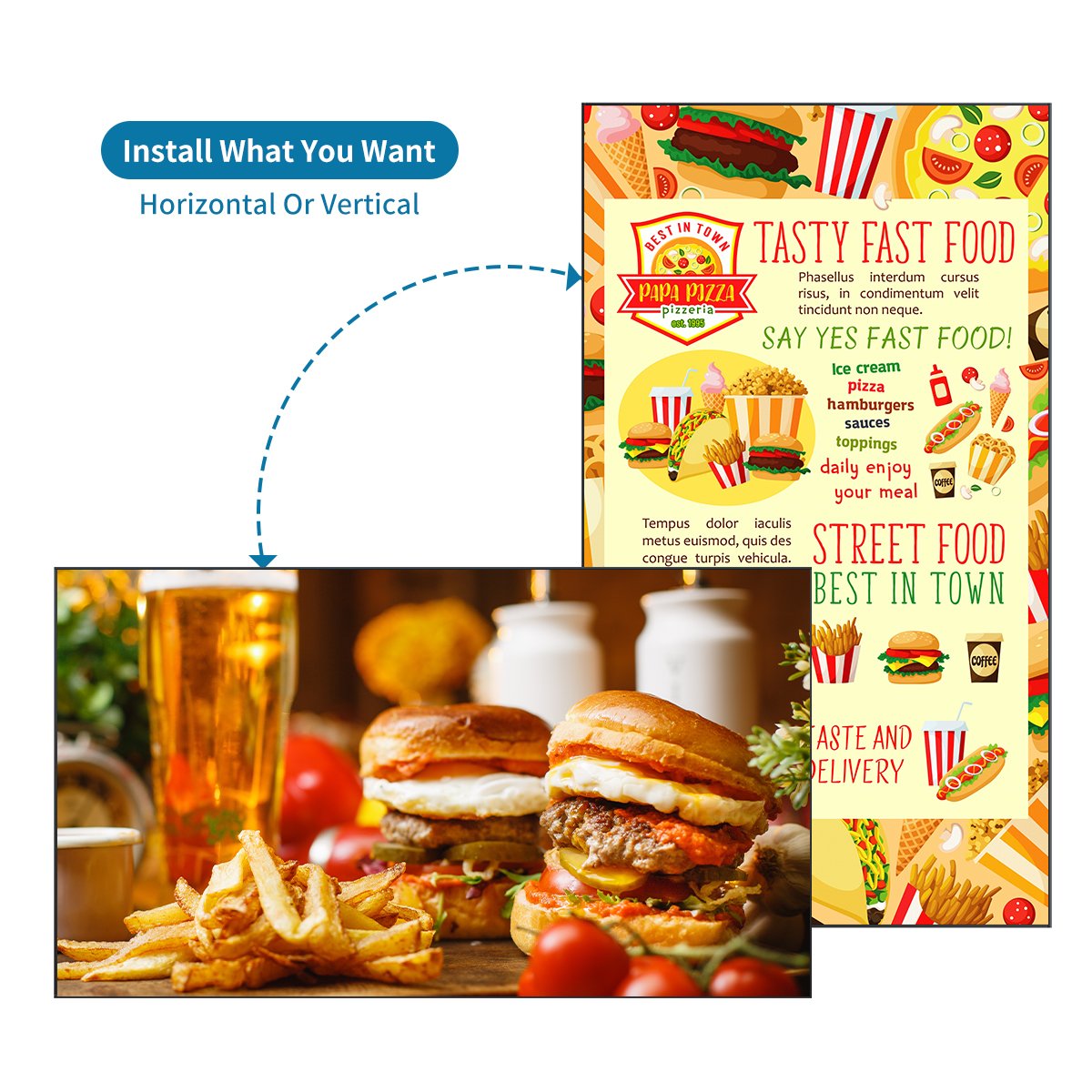 High Brightness digital window display screens digital menu boards display digital advertising screen
