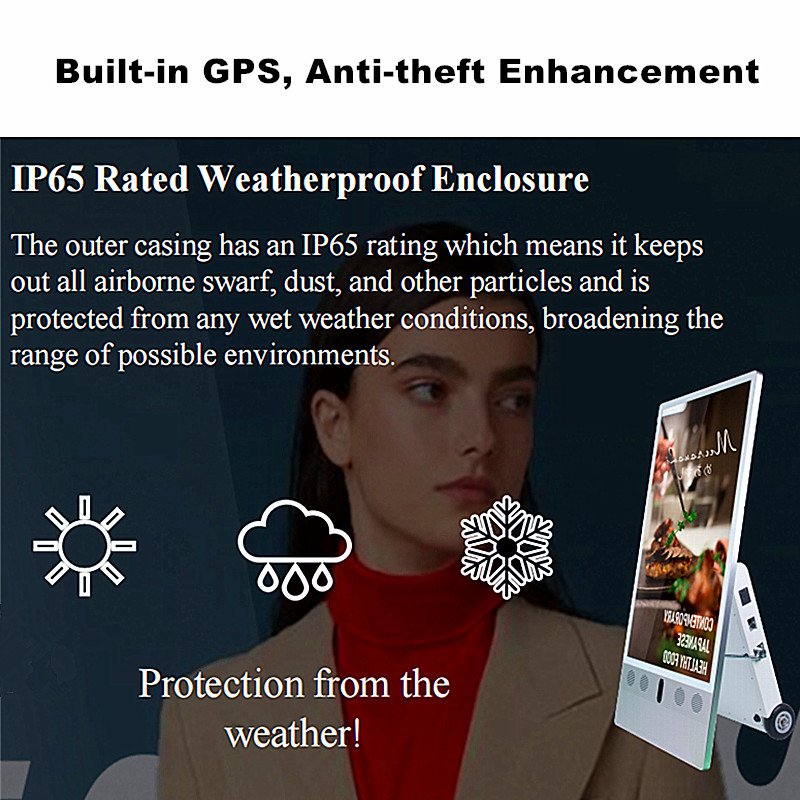 43 Inch Floor standing advertising screen wireless player display Portable Battery Powered Digital Signage & Displays outdoor