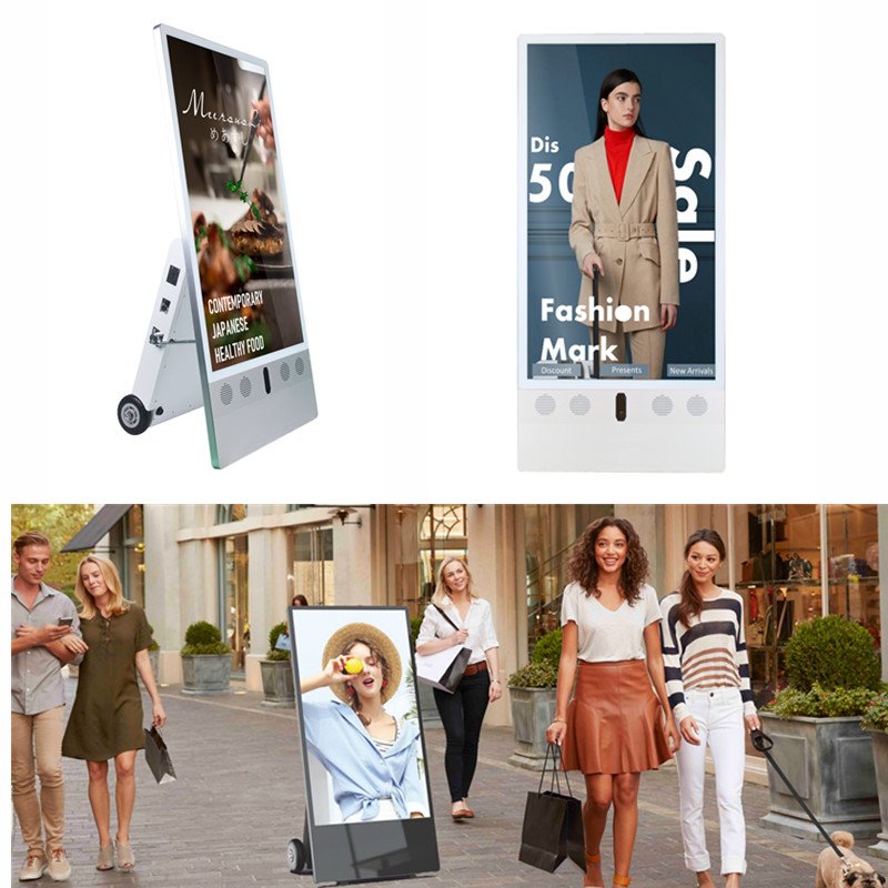 43 Inch Floor standing advertising screen wireless player display Portable Battery Powered Digital Signage & Displays outdoor
