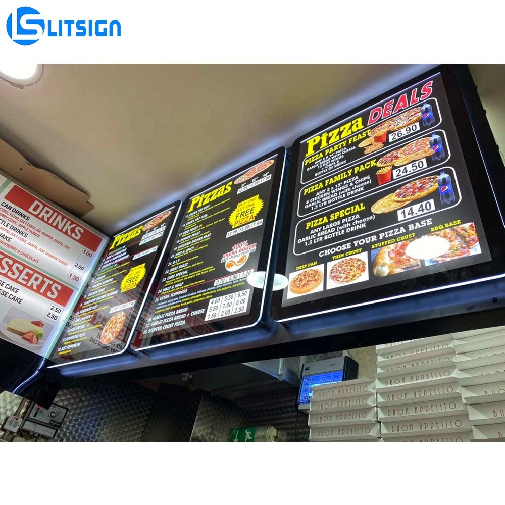 a2 a3 wall mounted publicity acrylic sign picture poster frame display light box led ice cream advertising pizza menu board
