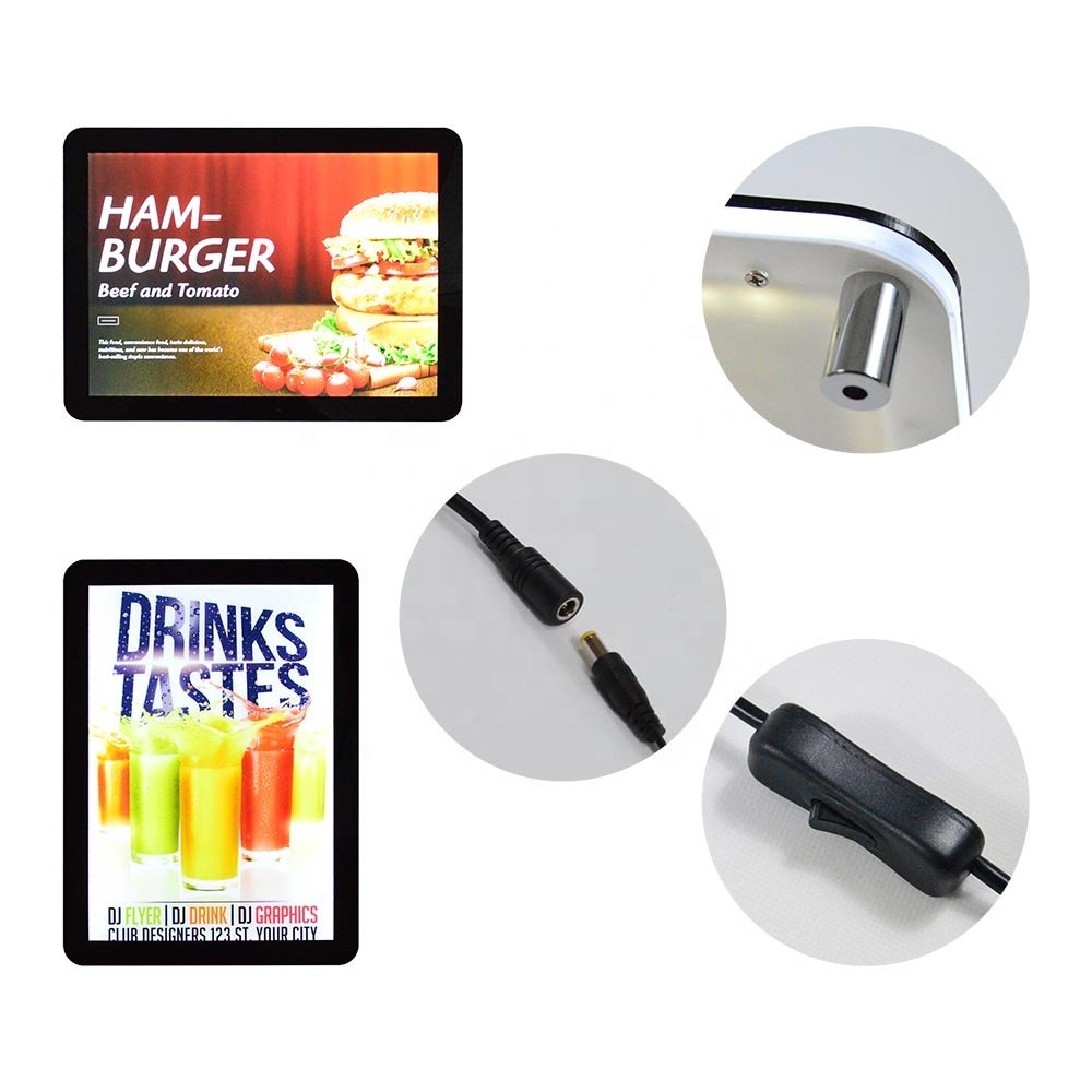 a2 a3 wall mounted publicity acrylic sign picture poster frame display light box led ice cream advertising pizza menu board