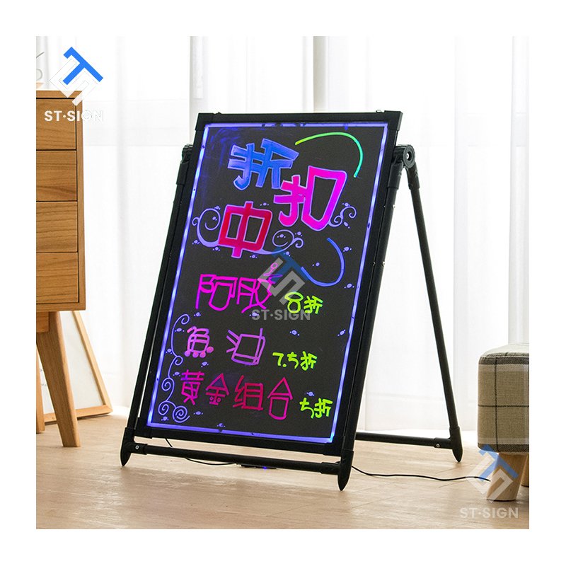 LED writing board DIY writing menu board erasable foldable retractable fluorescent writing poster board for restaurant
