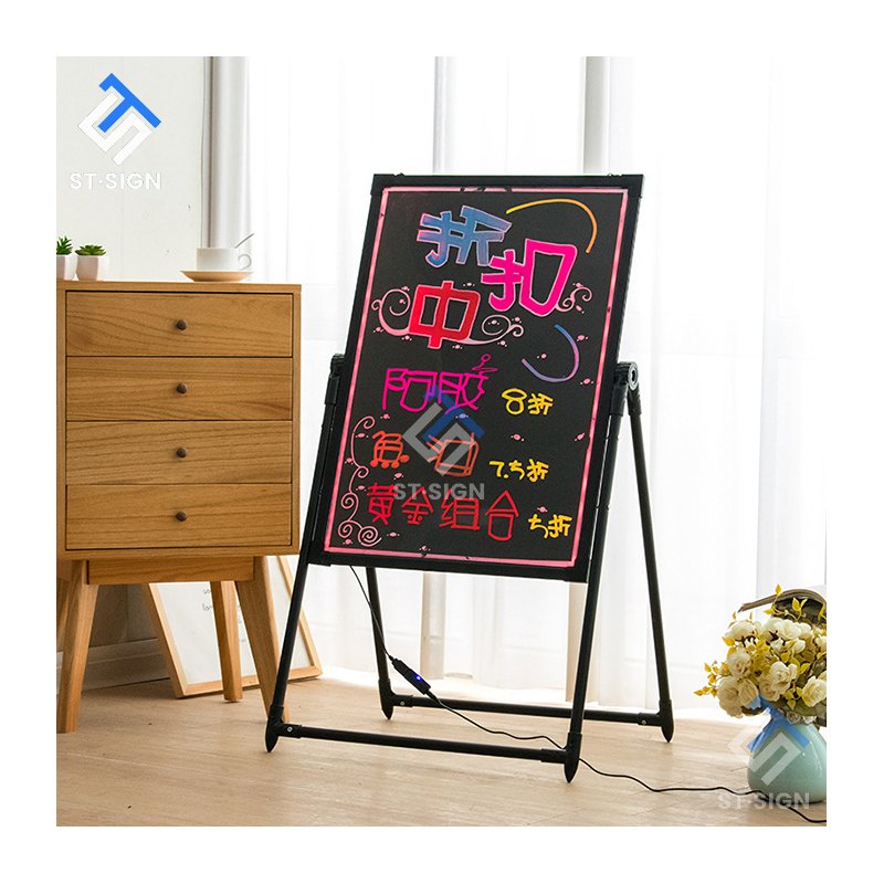 LED writing board DIY writing menu board erasable foldable retractable fluorescent writing poster board for restaurant