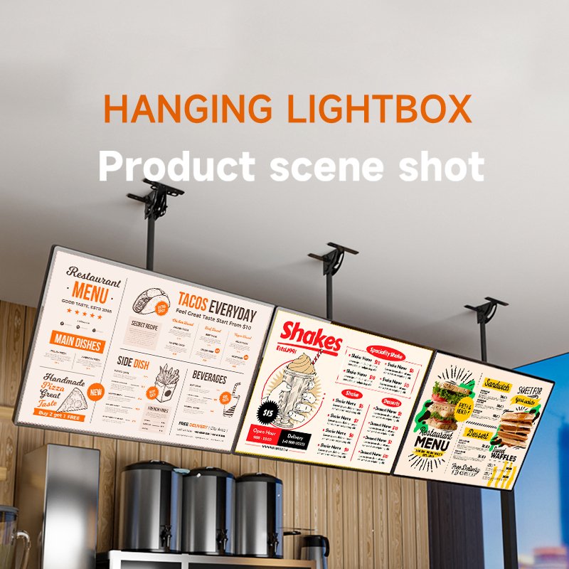 A1/A2 Shopping Mall Advertising Light Box Led Menu light Ultrathin Lightbox Restaurant Cinema Marketing Hanging Display Frame