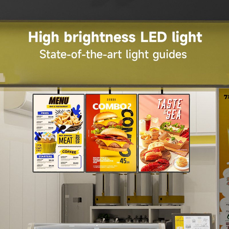 A1/A2 Shopping Mall Advertising Light Box Led Menu light Ultrathin Lightbox Restaurant Cinema Marketing Hanging Display Frame