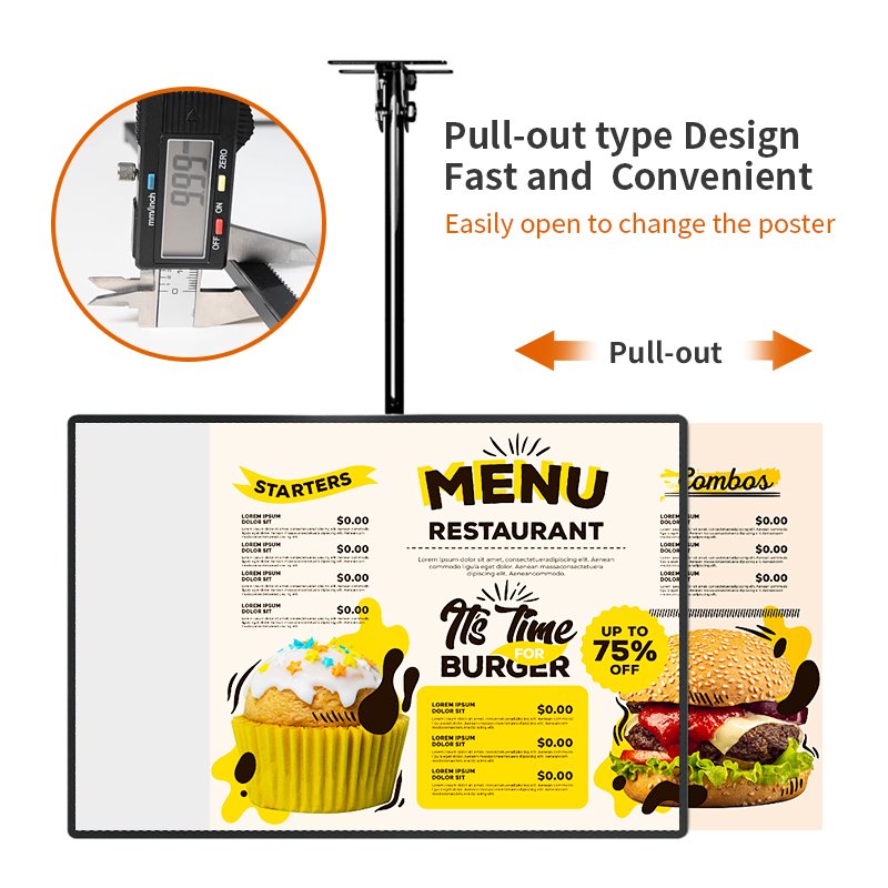 A1/A2 Shopping Mall Advertising Light Box Led Menu light Ultrathin Lightbox Restaurant Cinema Marketing Hanging Display Frame