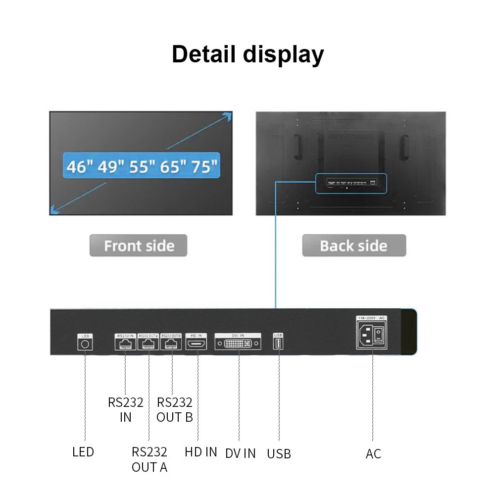 Custom Solution Narrow Bezel 46 inch Indoor lcd video wall Advertising LCD Screen OEM Large Advertising Player