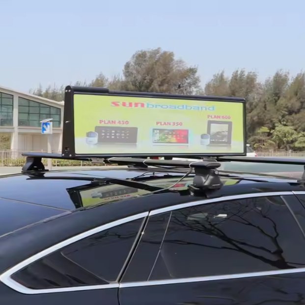 HD Performance Advertising Board Digital Car Roof P2.5 Double Side Taxi Top Led Video Display Screen 960mm*480mm